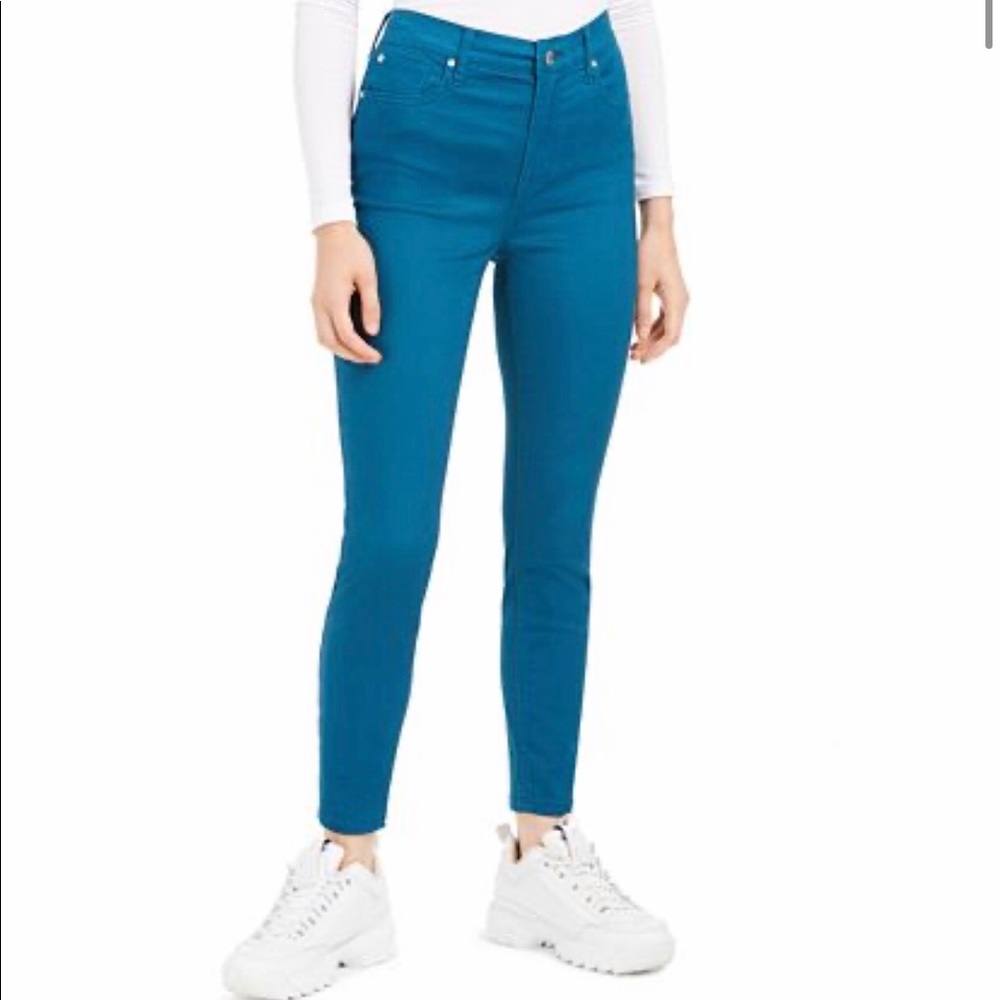Teal Skinny Ankle Jeans